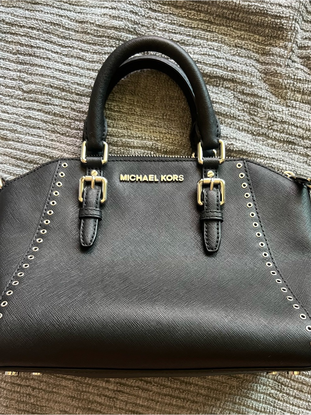 Michael Kors Black Saffiano Leather Satchel with Silver Hardware - Picture 12 of 12